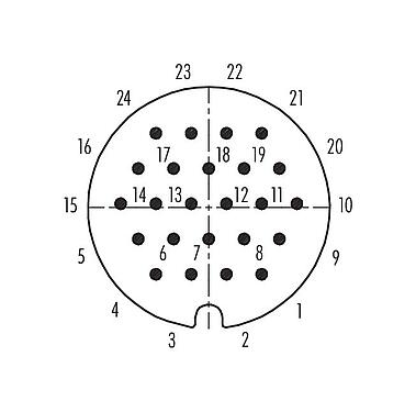 コンタクト配列（接続側） 99 0737 00 24 - RD30 オスコネクタケーブル, 極数: 24, 10.0- 2.0mm, 非シールド, はんだ, IP65