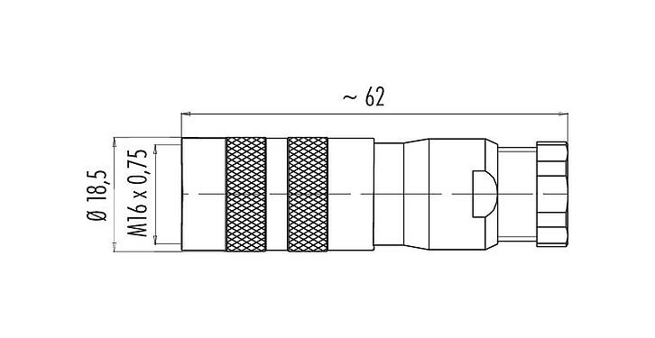 Desenho da escala 99 5602 15 02 - M16 Tomada de cabo, Contatos: 2 (02-a), 6,0-8,0 mm, blindável, solda, IP67, UL