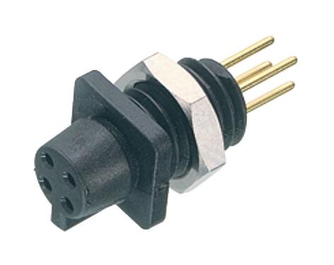 Illustration Snap-In Female panel mount connector, Contacts: 5, unshielded, THT, IP40, 1/4" 28 UNF, Front mounting
