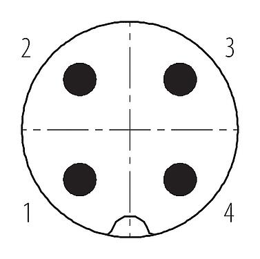 Pólus ábra (csatlakozó oldal) M18 adaptercsatlakozó (apa), : 4, árnyékolatlan, kézi forrasztású, IP67