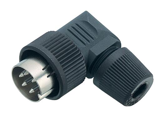 Illustration Bayonet Male angled connector, Contacts: 3, 4.0-6.0 mm, unshielded, solder, IP40
