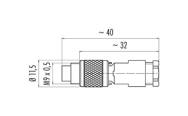 스케일 드로잉 99 0413 00 05 - M9 케이블 커넥터, 콘택트 렌즈: 5, 3.5-5.0mm, 차폐되지 않음, 솔더, IP67