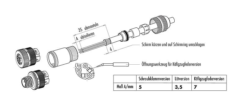 Montageanleitung 99 1535 810 05 - M12 Kabelstecker, Polzahl: 5, 6,0-8,0 mm, schirmbar, Käfigzugfeder, IP67