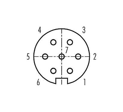 Contact arrangement (Plug-in side) Bayonet Female panel mount connector, Contacts: 7, unshielded, solder, IP40, M18x0,75, Front mounting