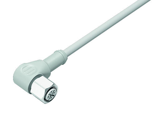Illustration 77 3734 0000 40405-0200 - M12 Female angled connector, Contacts: 5, unshielded, moulded on the cable, IP69K, Ecolab, FDA compliant, Special TPE, grey, 5 x 0.34 mm², stainless steel, 2 m