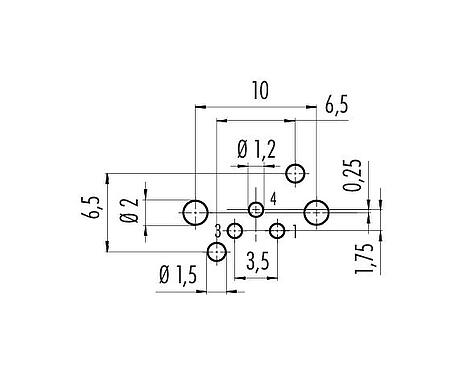 Disposición del conductor M8 Toma de ángulo brida, Número de contactos: 3, sin blindaje, THR, IP67, UL 2238