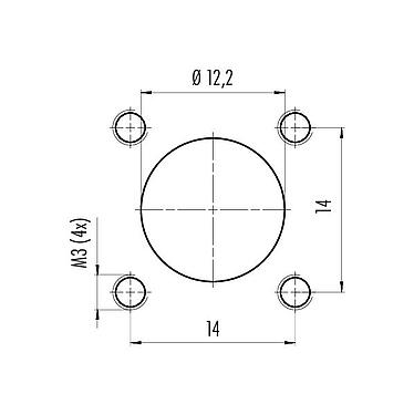 Campione di montaggio 99 3433 100 04 - M12 Connettore quadrato maschio per montaggio a pannello, Numero poli: 4, non schermato, fili singoli, IP69k, IP68, IP67, UL, Quadrato, Alloggiamento quadrato 20 mm