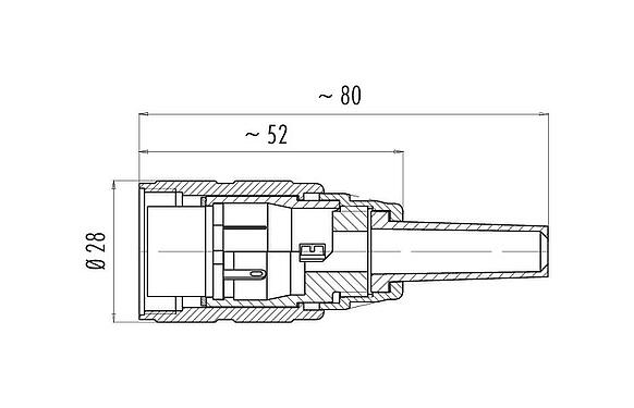 Maßzeichnung M25 Kabeldose, Polzahl: 3, 5,0-8,0 mm, schirmbar, löten, IP40
