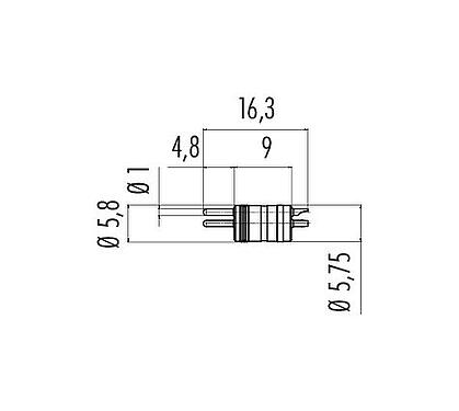 Schaaltekening M8 Male chassideel, aantal polen: 3, onafgeschermd, soldeer, IP67, UL 2238, Frontaansluiting, voor M8