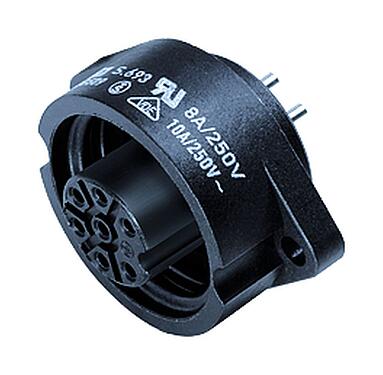 Ilustración RD24 Toma de brida, Número de contactos: 6+PE, sin blindaje, soldadura, IP67, UL, ESTI+, VDE, Montaje frontal