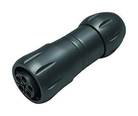 Illustration Bayonet Female cable connector, Contacts: 4+PE, unshielded, screw clamp, IP67, UL 2238 (in preparation), UV resistant