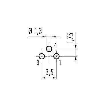 Bố trí dây dẫn 86 6518 1100 00003 - M8 Ổ cắm gắn bảng, Số lượng cực : 3, không có chống nhiễu, THT, IP67, UL, M12x1,0, gắn phía trước