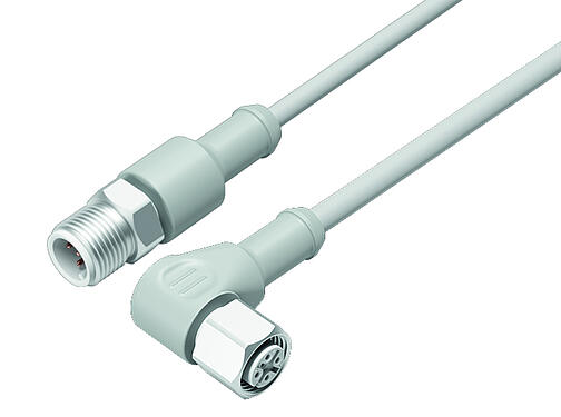Illustration 77 3734 3729 20912-0200 - M12/M12 Connecting cable female angled connector - male cable connector, Contacts: 12, unshielded, moulded on the cable, IP69K, UL, Ecolab, PVC, grey, 12 x 0.25 mm², Food & Beverage, stainless steel, 2 m