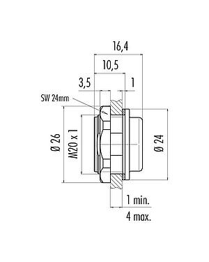 Dessin coté Snap-In Adaptateur, non blindé, vissable par l'avant