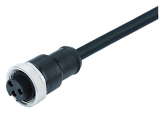 Illustration 7/8" Connecteur femelle, Contacts: 4, non blindé, surmoulé sur le câble, IP68, UL 2238, PUR, noir, 4 x 1,50 mm², 2 m