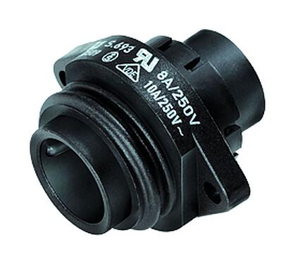 Ilustración RD24 Enchufe de brida, Número de contactos: 6+PE, sin blindaje, crimpado (los contactos de crimpado deben pedirse por separado), IP67, UL, ESTI+, VDE, Montaje frontal