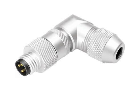 Abbildung M8 Winkelstecker, Polzahl: 3, 3,5-5,0 mm, schirmbar, löten, IP67, UL 2238